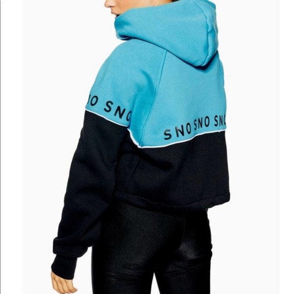 Topshop Tops - Topshop Sno Cropped Hoodie Blue Black Size Small